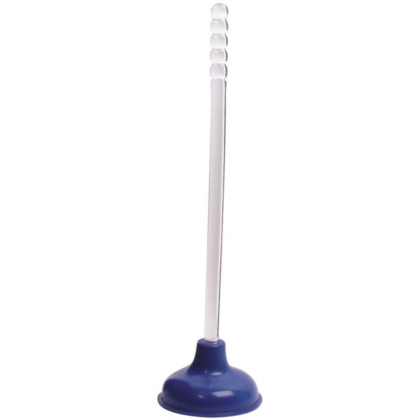 ProSource Toilet Plunger, Blue, Clear Handle