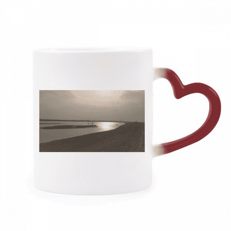 

Dusk Beach Photography Heat Sensitive Mug Red Color Changing Stoneware Cup