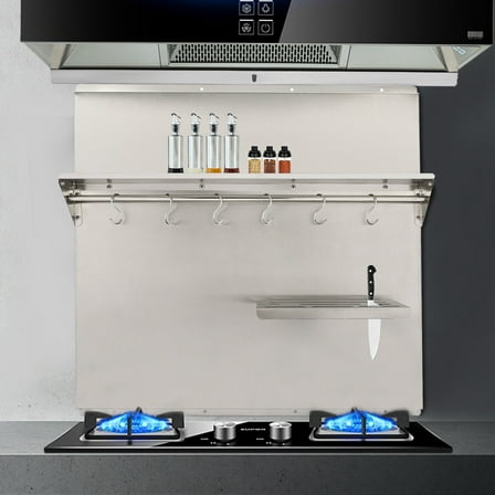 Denest Backsplash 201 Stainless Steel Kitchen Range Hood Wall Tile Shield 29.5 x 29.5in