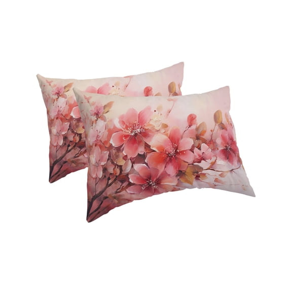 Flower Painted, Abstract Blush Pink Watercolor Pillow Covers King Size 2 Pack, Soft Bed Throw Pillowcases Breathable Cooling Long Lumbar Body Pillow Sham Cover for Bed Sofa 20''x36''