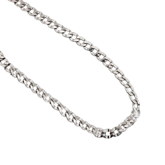 Mauli Jewels Italian 4.8MM Cuban Link Chain Necklace 18" – Unisex 14K White Gold Plated 925 Sterling Silver Rhodium Finish Jewelry