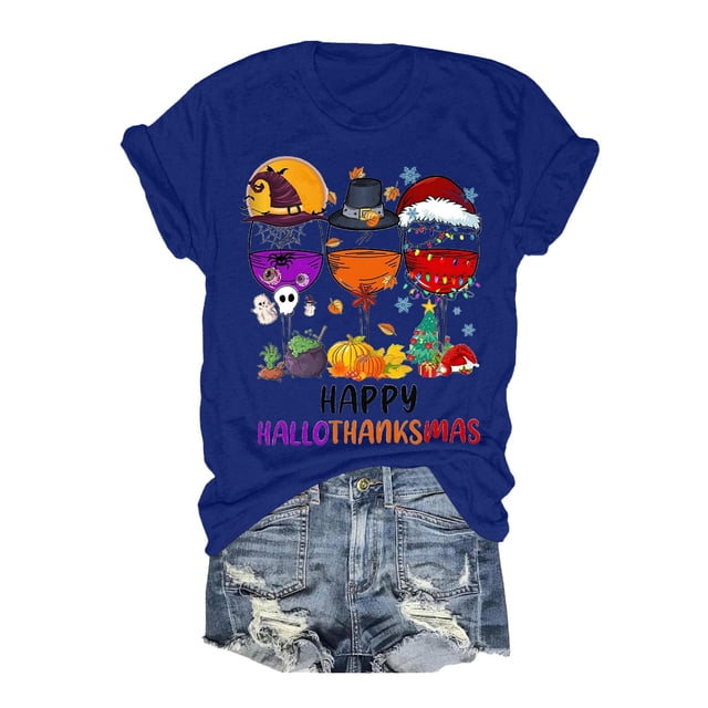 WEAIXIMIUNG T-Shirt à Manches Courtes Col Rond Imprimé Festif pour la Saint-Valentin pour Femmes