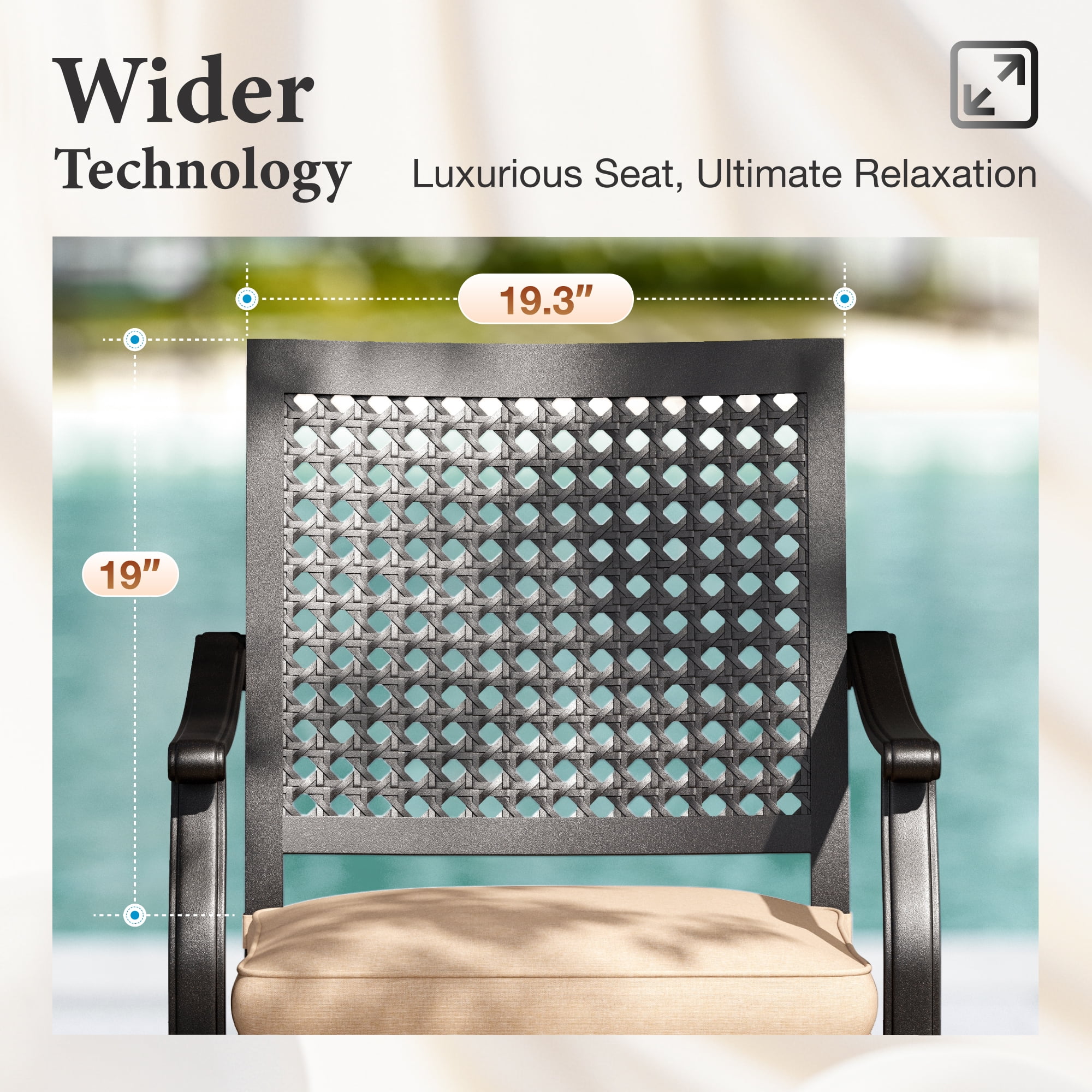 Summit Living 2-Piece Outdoor Patio Dining Chairs, XL Metal