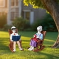thumbnail image 4 of Skeleton Couple Figurines Rocking Chair Skull Sculpture Resin Statue, 4 of 5