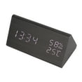 thumbnail image 4 of Digital Alarm Clock Regulable Brightness Temperature Humidity Display Black Wood White Light LED Desk Clock for Room, 4 of 14