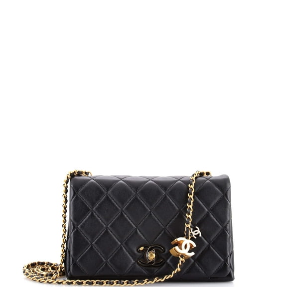 Pre-Owned Enamel Multi CC Chain Flap Bag Quilted Lambskin Small By Rebag