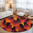 thumbnail image 2 of Round Rugs 6Ft, Abstract Vertical Blocks Round Area Rug Washable Indoor Throw Carpet, Orange Black Color Gradient Ombre Soft Non Slip Circle Rug for Office Cabinet Home Decor Aesthetic, 2 of 8