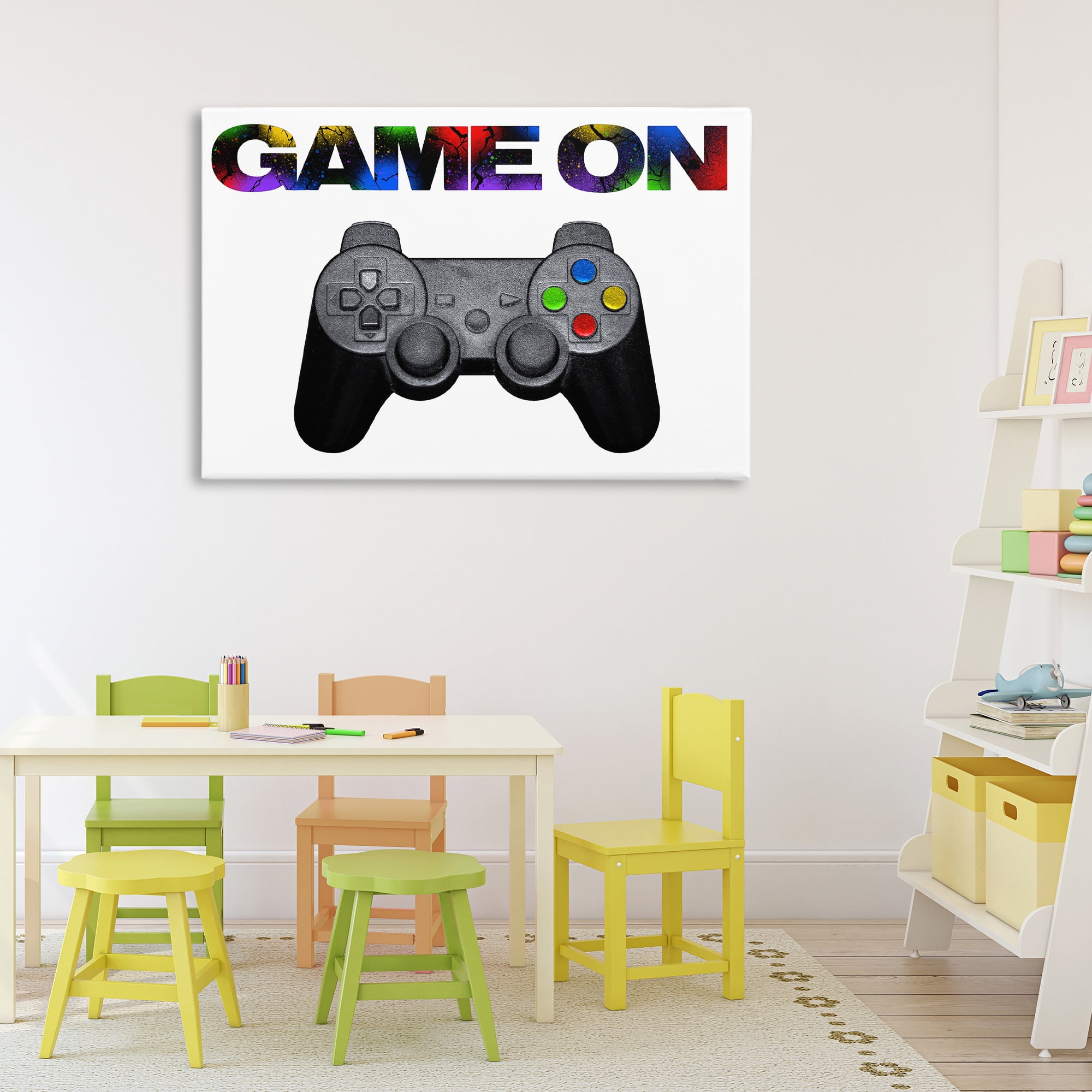 Stupell Industries Controller Game On Splatter Canvas Wall Art, design by Marcus Prime