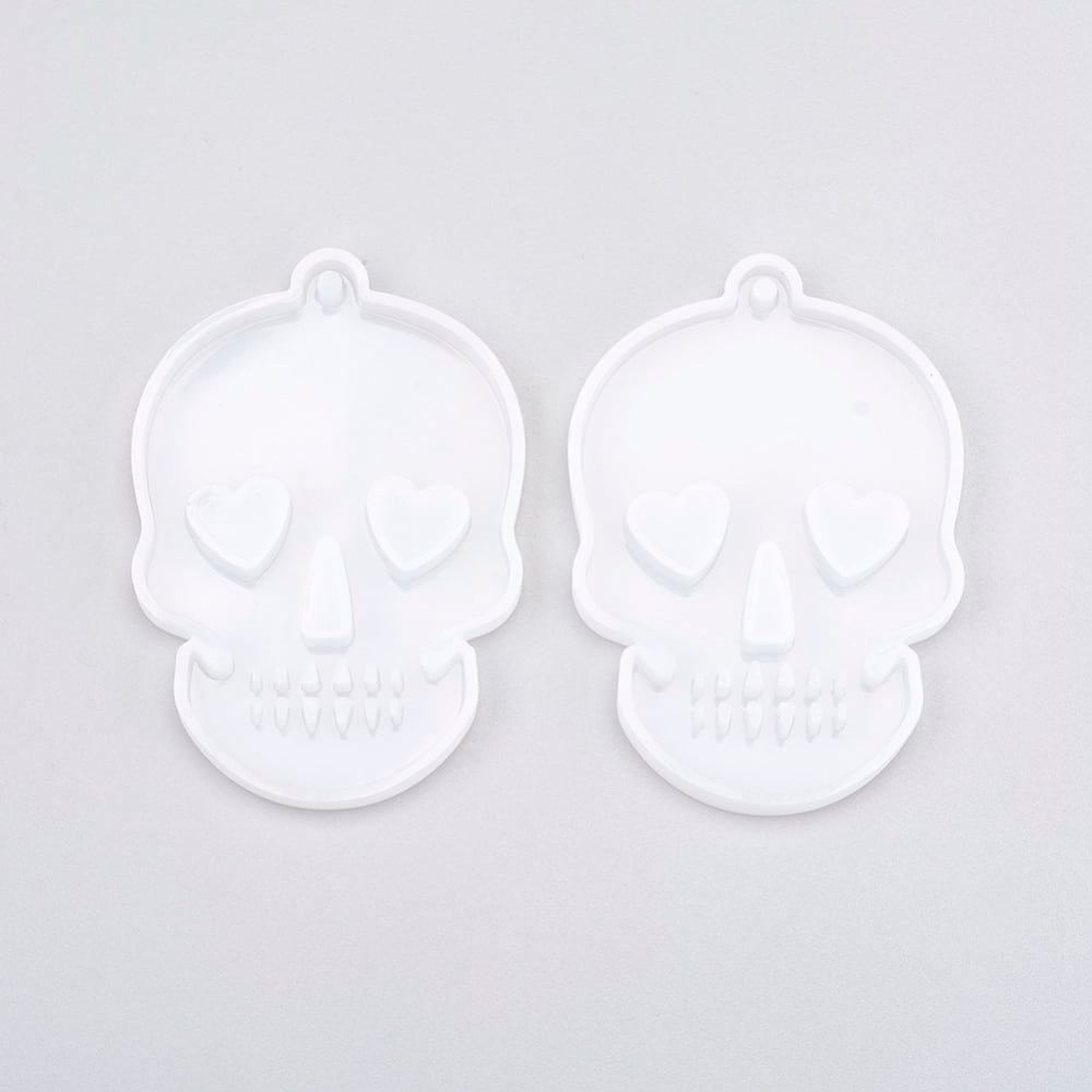 DIY Silicone Hangtag Molds Resin Casting Molds for UV Resin Epoxy Resin Pendant Jewelry Making White 80x55x8mm Hole: 3mm