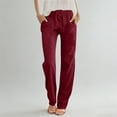 thumbnail image 2 of yillto Women's Tapered Pants Casual Straight Leg Drawstring Elastic Waist Loose Comfy Trousers with Pockets, 2 of 5