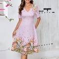 thumbnail image 2 of Levmjia Womens Floral Print Midi Dress V Neck A Line Short Sleeve Cocktail Fashion Summer Party Dress Elegant Flowy And Flare, 2 of 5