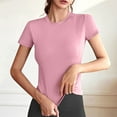thumbnail image 4 of Akafmk Plus Size Womens Workout Tops,Athletic Tees Shirts,Short Sleeve Tops Solid Color Slim Fitting Round Neck Casual Gym Running Tops, 4 of 4