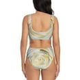 thumbnail image 3 of Wukai White Rose Women's Bikini Set Two Piece,wimsuit High Waisted V Neck Twist Front Adjustable Spaghetti Straps Bathing Suit-Small, 3 of 7