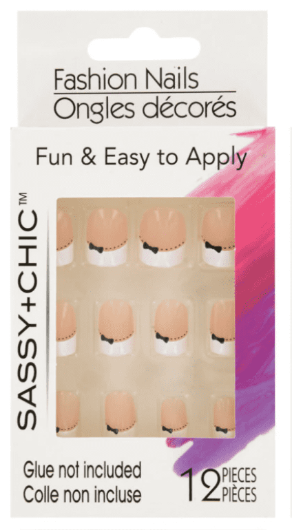 Nails - Acrylic Nail Kit - Fake Nails - Glue-On French-Tip Fashion Nails, 12-pc. Set - White Elegant - 1 Set&nbsp;