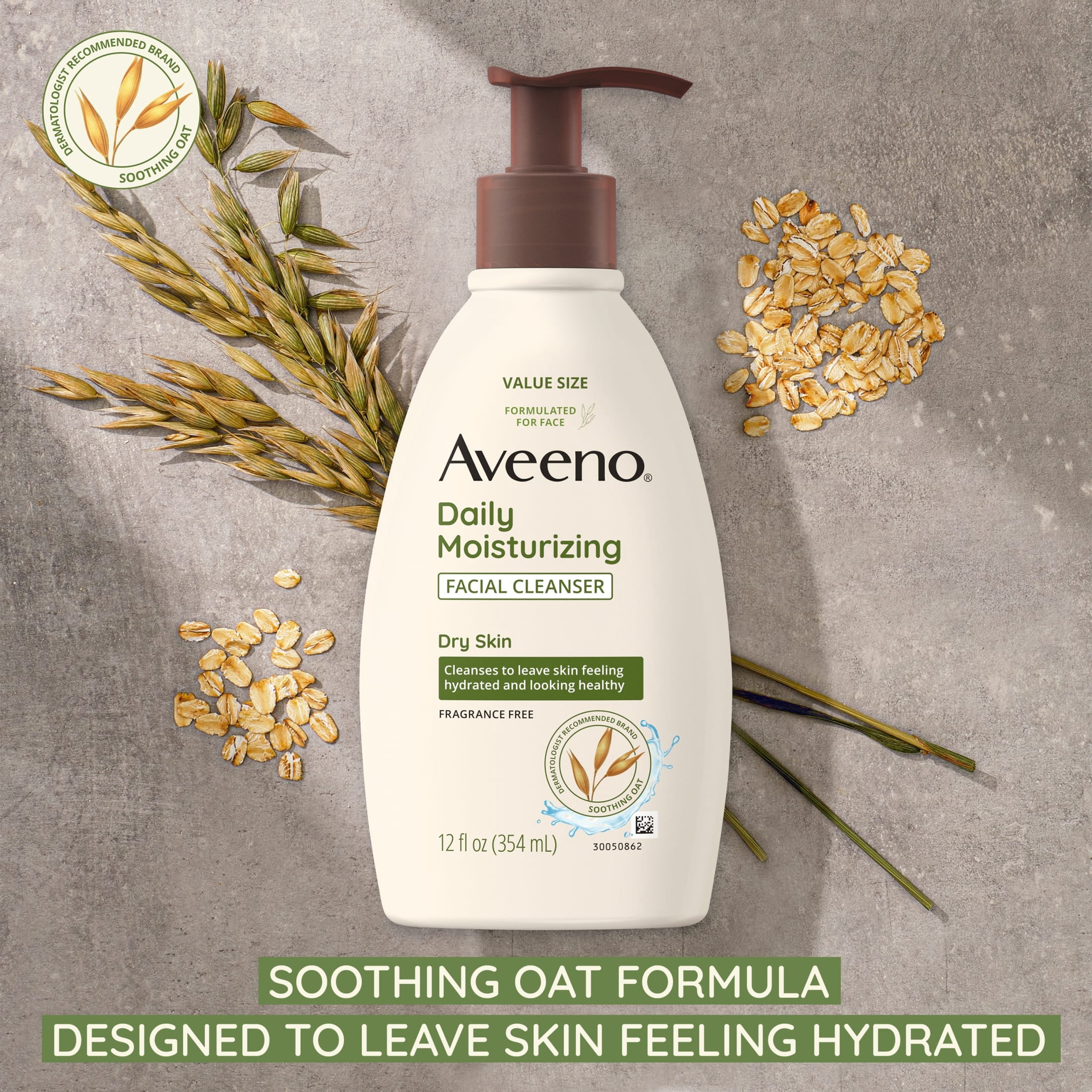 Aveeno Daily Moisturizing Gesichtsreiniger – Mit Beruhigendem Hafer, 12 Fl. Oz | Sanfte Reinigung Für Weiche Haut