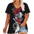 thumbnail image 2 of AGWOLF Plus Size Womens Summer Tops Trendy 2025 Baggy Short Sleeve Tshirts Shirts Crew Neck T Shirts Vintage Rose Flowers Print Tee Shirts Plus Size, 2 of 5