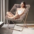 thumbnail image 4 of MoNiBloom Folding Saucer Chair for Adults, Faux Fur Upholstered Metal Frame Foldable Lounge Chair, Comfy Cozy Reading Accent for Bedroom Living Room, Beige, 4 of 9