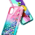 thumbnail image 5 of Nagebee Case for Motorola Moto G Stylus 2021 with Tempered Glass Screen Protector (Full Coverage), Glitter Liquid Sparkling Diamond, Girls Women Cute Phone Case (Pink/Aqua), 5 of 5