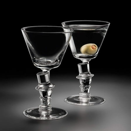 The Original Martini Glass - Invented at the Knickerbocker Bar and Inspired by Mr. Astor’s Top Hat, 2-Piece Set for Craft Cocktails (Gift Box Collection)