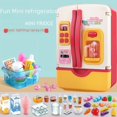 thumbnail image 2 of Coral Red Electric Kids Play Kitchen Refrigerator Toy with Light & Snowfall Spray Simulation – Interactive Educational Playset for 4-6 Year Olds, Durable Plastic, Parent-Child Bonding, Ideal Gift for, 2 of 6
