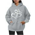 thumbnail image 5 of Women'S Hoodies Pullover Classic Heart Print Winter Hoodie Pullover Tops Long Sleeved Loose Casual Comfortable Sweatshirt Tops Gray XXL, 5 of 6