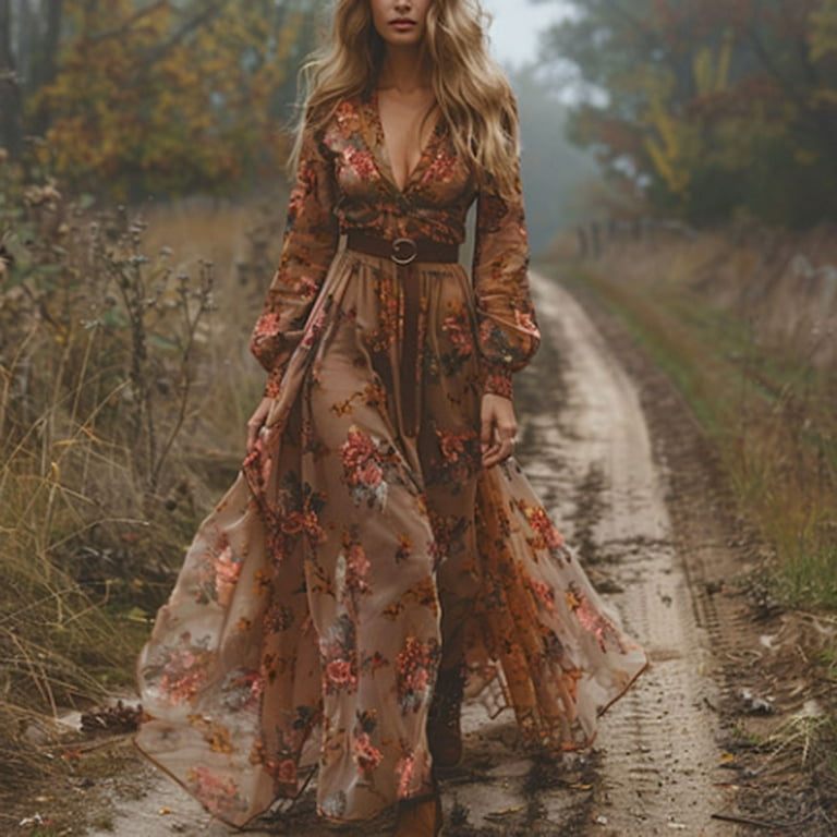 open lace back dress Vintage Sleeve Ruffles Bohemian Maxi Dress I Love that Boho main image 1