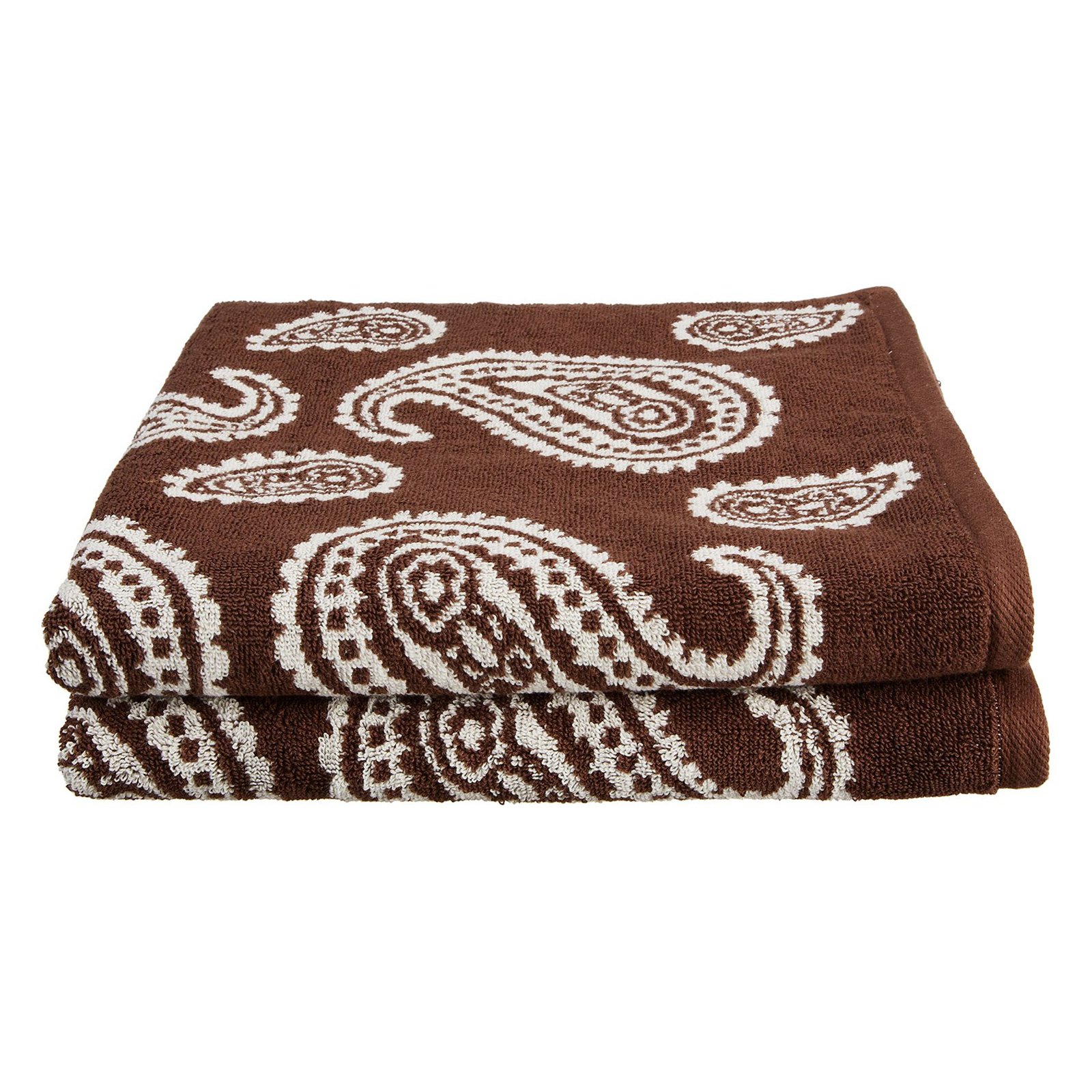 Superior Paisley LongStaple Combed Cotton Loops 2 Piece Bath Towel Set, Chocolate