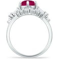 thumbnail image 6 of Two Piece Round Vintage Style Ring Ruby Cubic Zirconia White Tone 925 Sterling Silver, Size 7, 6 of 7