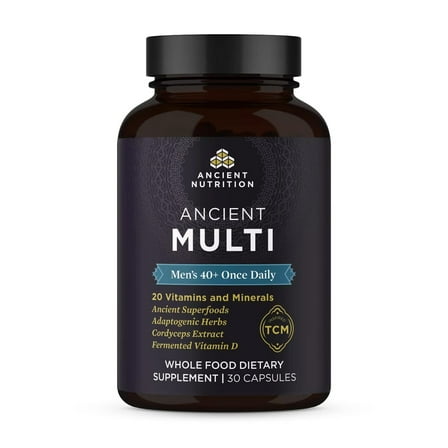 Ancient Nutrition Multivitamin for Men, Ancient Multi Men's 40  Once Daily Vitamin Supplement 30 Ct, Vitamin A, Vitamin B and Vitamin K2, Supports Immune System, Paleo and Keto Friendly