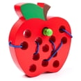thumbnail image 5 of Wooden Lacing Apple Threading Toys Wood Lace Block Puzzle Shape Travel Game Toys Early Learning Fine Motor Skills Educational Gift for 3 4 5 Years Old Toddlers Baby Kids Boys, 5 of 6