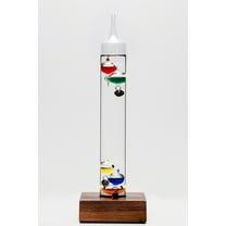 11" Tall Galileo Thermometer With Wooden Base