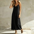 thumbnail image 4 of Drses Women's Solid Color Spaghetti Strap Maxi Sundress, V Neck Backless Sleeveless Cami Long House Lounge Dress Loose Fit Flowy Casual Comfy Summer Indoor Beach Vacation Outfits, 4 of 5