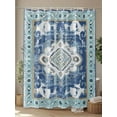 thumbnail image 4 of Blue Boho Texture Shower Curtain, Abstract Retro Tribal Pattern Bathroom Decor Curtains Set with Hooks, Waterproof Fabric Home Accessories， Stall 54 X 78 Inch, 4 of 6