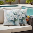 thumbnail image 5 of Spring Floral Pillow Covers 2 Pack White Blue Green Flowers Bottle Oil Painting Pillowcase Waterproof Outdoor Throw Pillow Cover for Patio Garden Square Cushion 18”x18”, 5 of 9