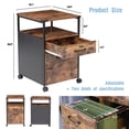 thumbnail image 4 of JJS Wood File Cabinet, Mobile Open Shelf Home Office Filing Cabinet Printer Stand for Letter Size Hanging Files, Rustic Brown, 4 of 8
