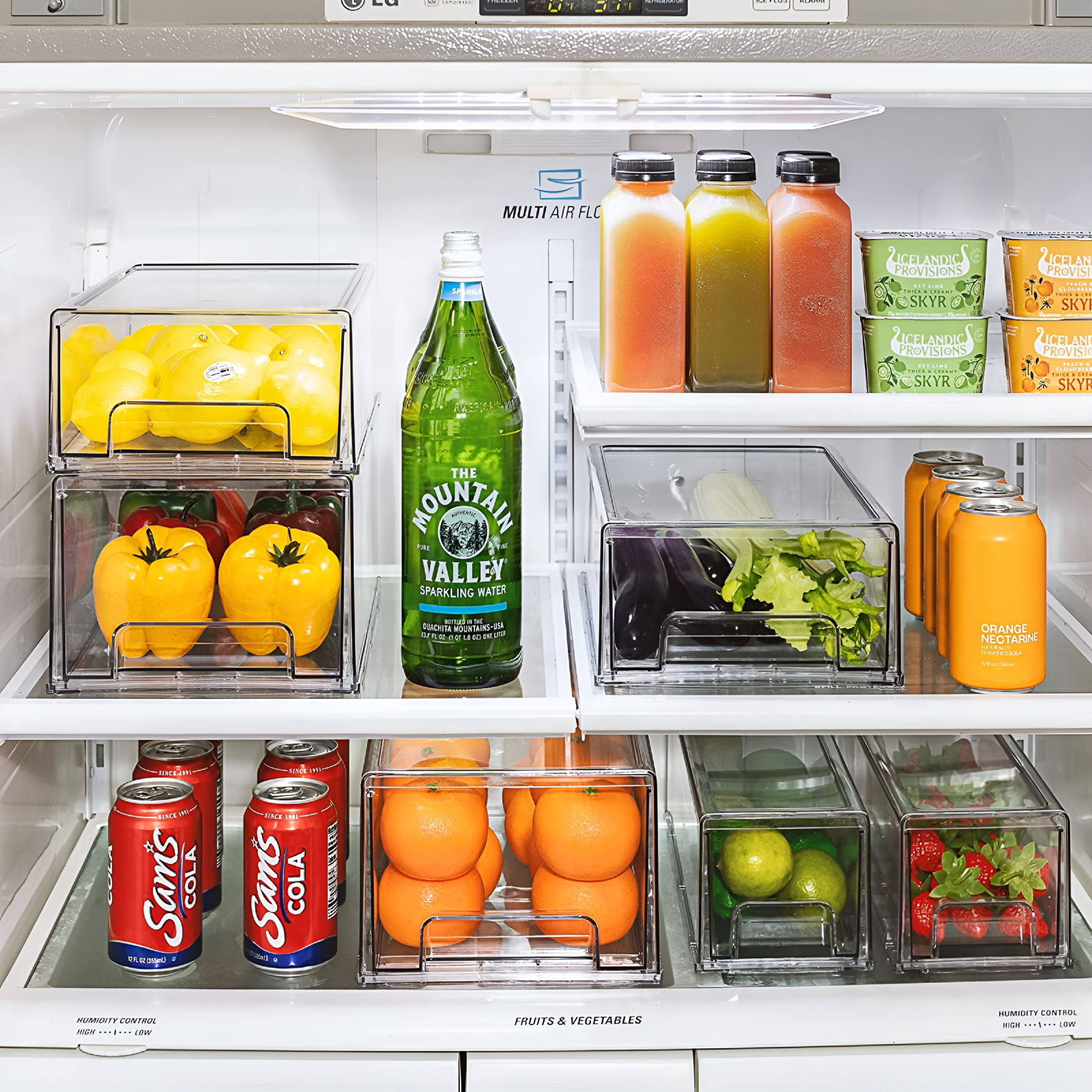 ACDANC 2026 New Fridge Drawers-Clear Stackable Pull Out Refrigerator Organizer Bins Refrigerator Storage Containers- Food Storage Containers for Kitchen,Refrigerator,Freezer&Vanity (2 Pack | Large)