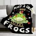 thumbnail image 5 of Just A Girl Who Loves Frogs Blanket Gifts for Frogs Lover 80 x 60 Inch for Adult,Just A Girl Who Loves Frogs Fannel Fleece Throw Blanket Super Soft Throws Blanket for Bed Couch Sofa, 5 of 6