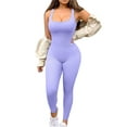 thumbnail image 2 of Nituyy Women Sleeveless Bodycon Jumpsuit Summer Solid Color U-neck Romper Pants Streetwear Clubwear, 2 of 9