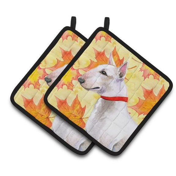 Bull Terrier Fall Pair of Pot Holders