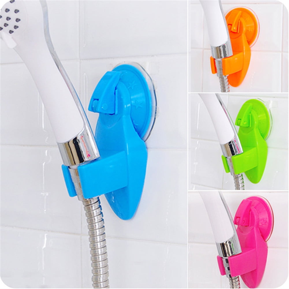 elegantstunning Plastic Bathroom Handheld Shower Head Holder Vacuum Suction Cup Showerhead Bracket for Home Hotel White