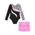 thumbnail image 6 of Sholeno Kids Girls Long Sleeve Dance Biketards with Shorts for Ballet Tumbling Gymnastics Dancewear Leopard 12, 6 of 7