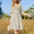 thumbnail image 4 of Vestido de manga corta azul océano con diseño de barco naufragado y tormenta, vestidos de verano para mujer, 4 of 7
