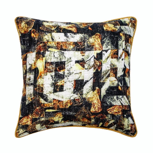 Pillow Cover, Decorative Black 20"x20" (50x50 cm) Throw Pillow Cover, Burlap Textured Printed Throw Pillows For Couch, Moroccan Pattern Modern Style Halloween Decorations - Maze Noir