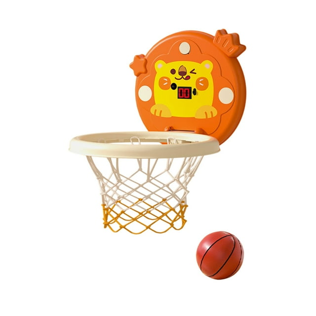 Panier de Basketball Suspendu Orange pour l'Intérieur avec Système de Pointage et Rétroaction Vocale pour l'Entraînement des Enfants