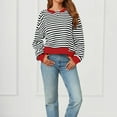 thumbnail image 5 of Htigea Oversized Sweatshirts for Women Striped Color Block Long Sleeve Pullover Casual Loose Fit Y2K Sweatshirt Black M, 5 of 8