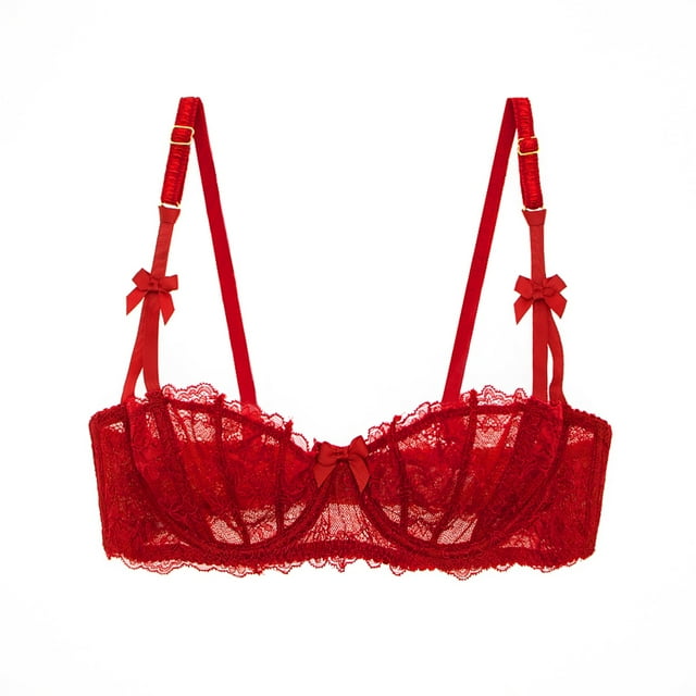 Varsbaby Sexy Unlined Balconette Demi-Cup Underwire Lace Bra