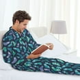 thumbnail image 6 of Disketp Green Christmas Print Socks Mens Pajama Set, Soft Warm Long Sleeve Sleepwear, Cozy Button-Down Pjs for Men-Medium, 6 of 7