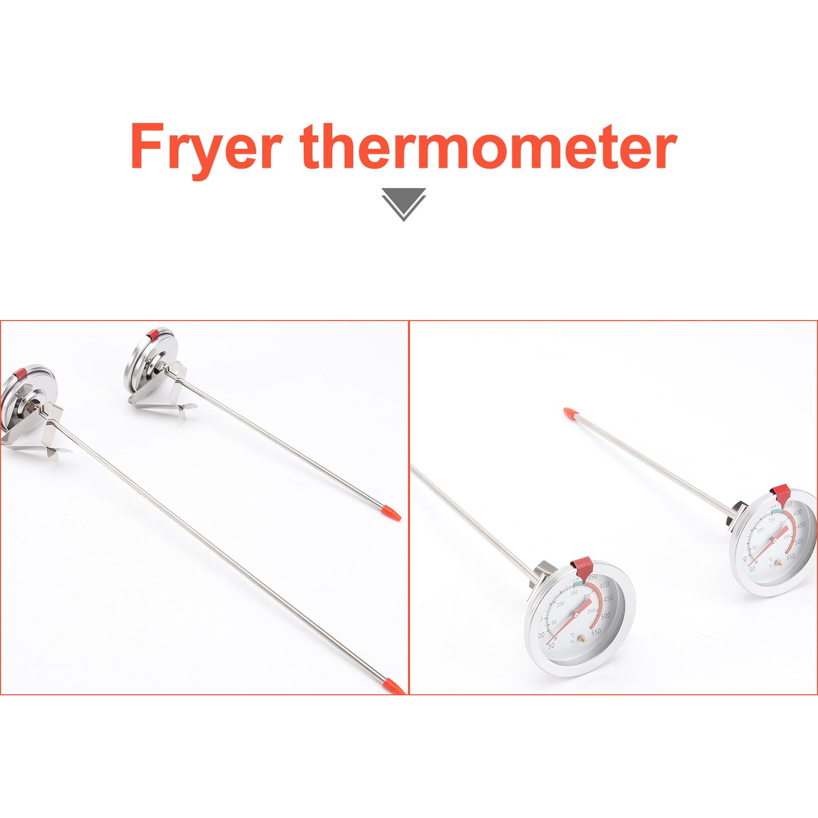 4 Pack Stainless Steel Deep Fryer Thermometer, Instant Read Meat Cooking Thermometer for Oven, BBQ, Grill, Kitchen