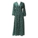 thumbnail image 5 of Vestido largo elegante con mangas 3/4 para mujer, estampado floral, cuello en V, informal, cintura alta, estilo bohemio, 5 of 6