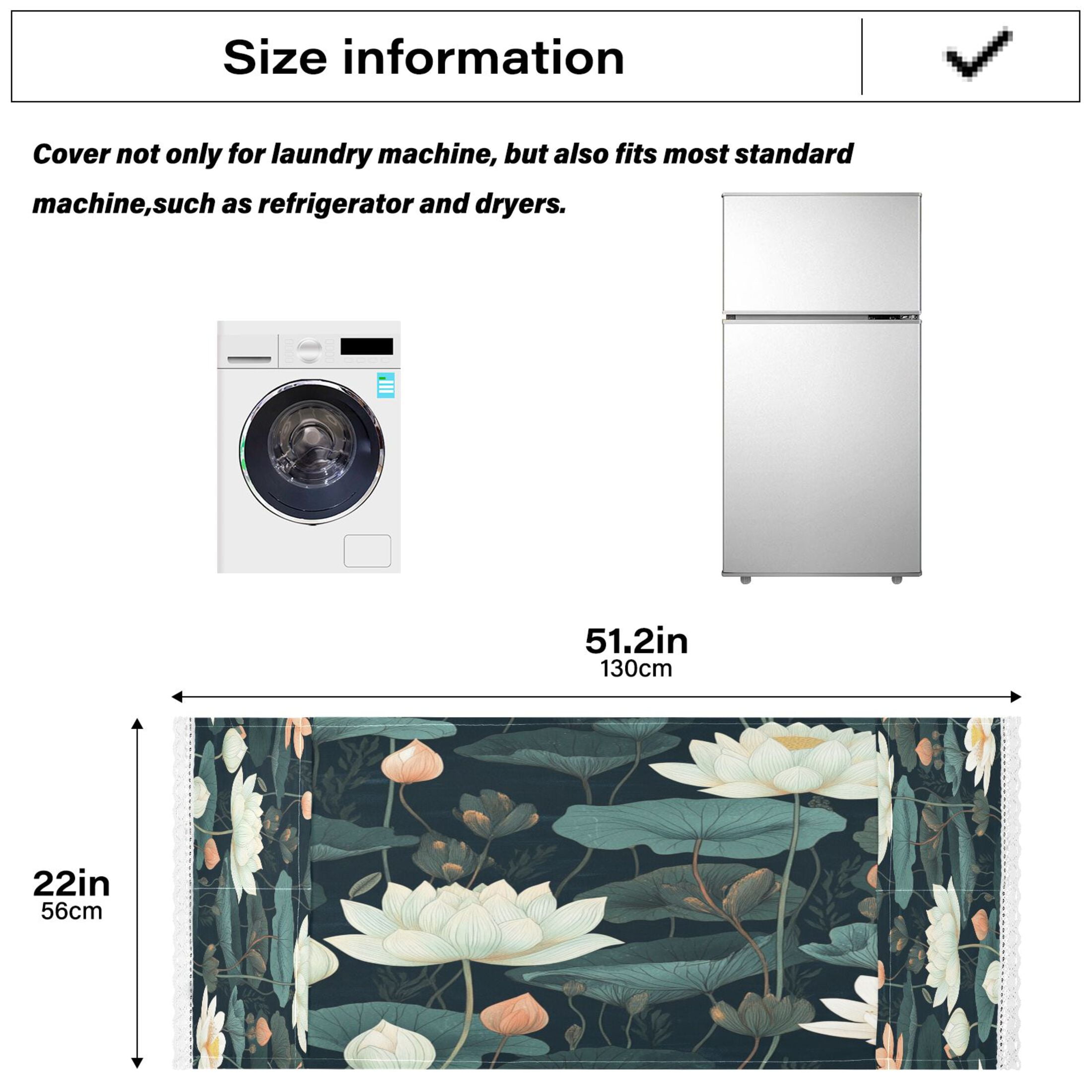 WOBOGO White Lotus Flower Washing Machine Cloth Dryer Refrigerator Top Cover Protective Non-Slip Mat For Kitchen Laundry